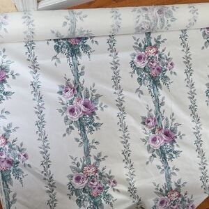 Kingsway Fabric Brahms Floral Fabric Purple and Green Roses New 3Yards Chintz
